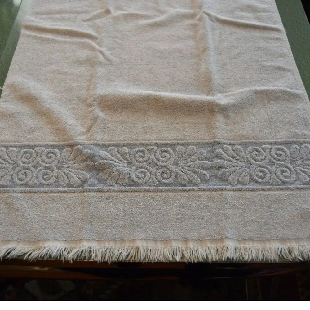 Vintage Cannon Monticello Blue Bath Towel & Hand Towel Set Fringe USA